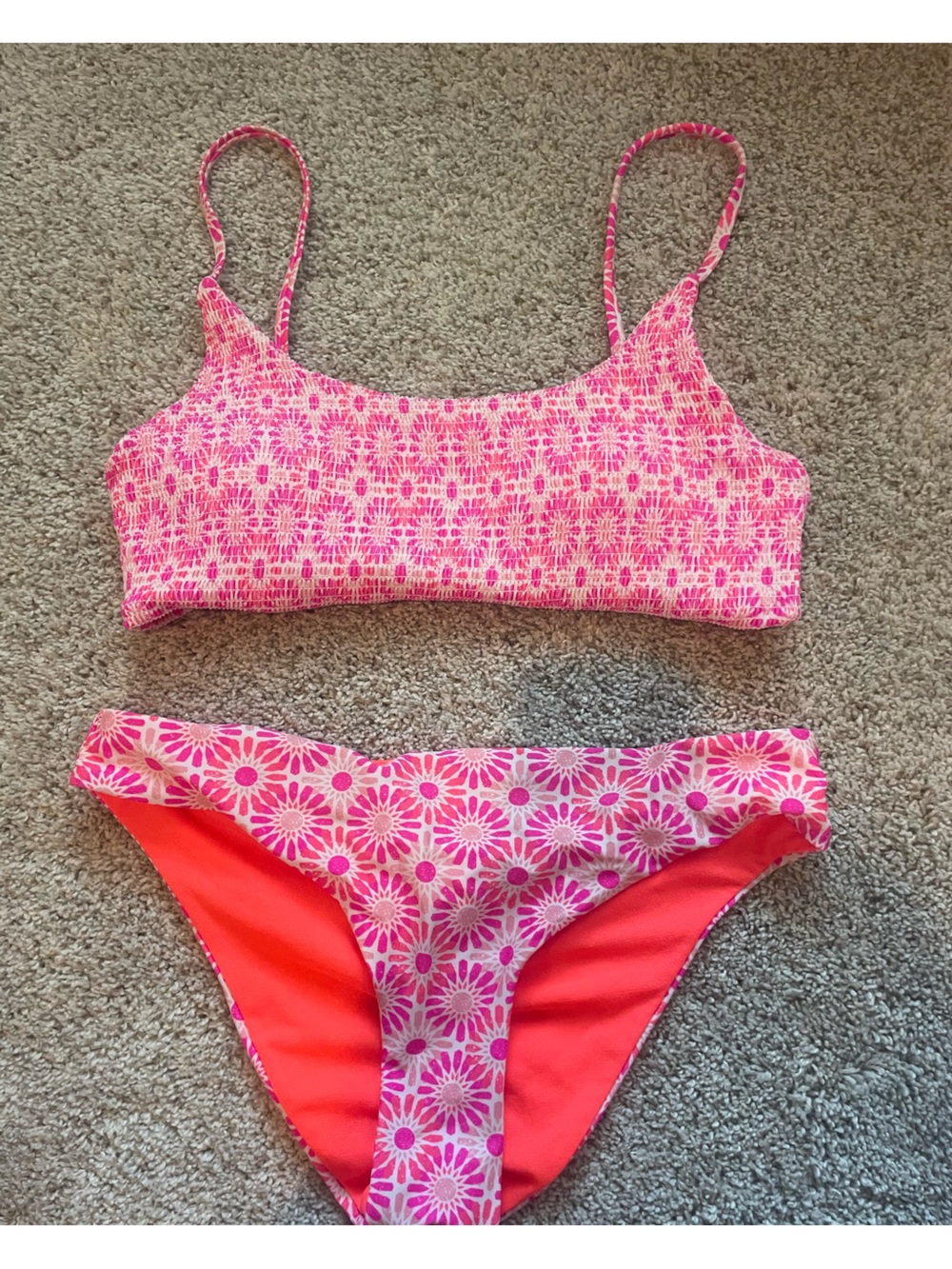 Girls Pink Floral Two-Piece Swim Bikini